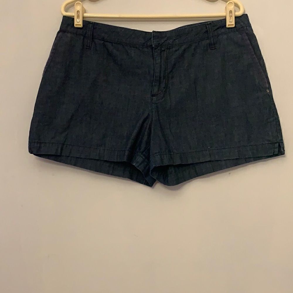 A.N.A lightweight denim shorts with side slits. Length 14”. Size 8